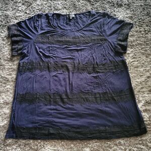 Women's Ryan Wythe Navy Blue and Black Shirt Lace Detail Size 2X